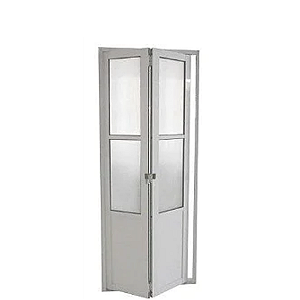Porta Camarão Alumínio Branco Lambril com Vidro Mini Boreal Linha Premium Lux Esquadrias