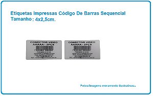 Etiquetas Impressas Código De Barras Sequencial - Tamanho 4x2,5cm - Com 1.000 Etiquetas