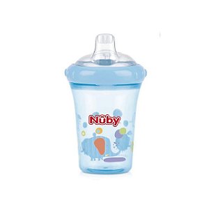 Copo com bico de silicone – Elefante - Azul  – 207 ml - Nuby