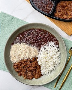 CARNE DE PANELA, ARROZ BRANCO, FEIJÃO E FAROFA - 300g