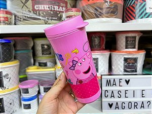 Copo Tampa Flip 470 ml Peppa Pig Rosa