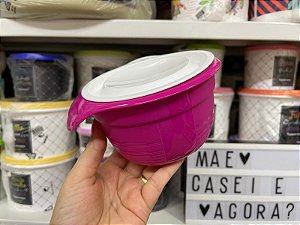 Mini Tigela Basic 650 ml Rosa e Tampa Branca