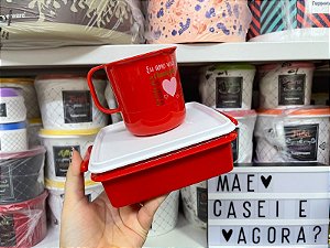 Kit 2 Peças Eu Amo Você - Tupper Pote e Caneca
