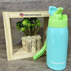 Garrafa Térmica com Canudo 550 ml Mint com Glitter