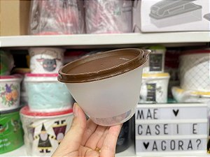 Tupper Caçulinha 400 ml Transparente Tampa Chocolate