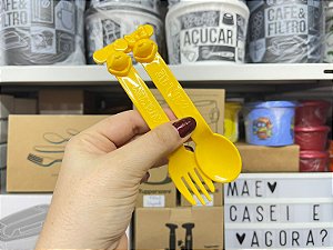 Talheres Mickey e Minnie Amarelo