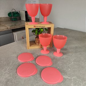 Kit 4 Unid. Taça Murano 330 ml Coral