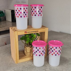Kit 4 un. Copo Colors com Tampa 350 ml Poá