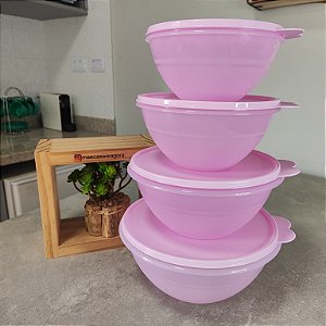 Kit 4 Peças Tigela Maravilhosa Rosa Bebê