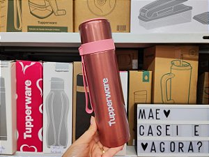 Garrafa Térmica 500ml com Alça Rosa Claro Metalizado