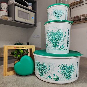 Kit 4 Peças Coração Verde