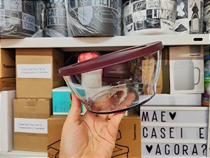 Tigela Clear 1,35 Litros Transparente e Tampa Merlot