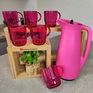 Kit 7 Peças Térmica Café Rosa