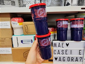 Kit 4 unid Copo Colors com Tampa 350 ml Hora do Churrasco
