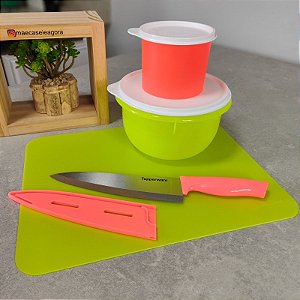 Kit 4 Peças Amarelo e Laranja Neon