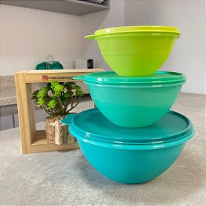 Kit 3 Peças Tigela Maravilhosa Tons de Verde