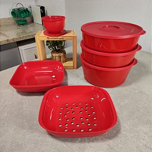 Kit 5 Peças Servir Natal Vermelho