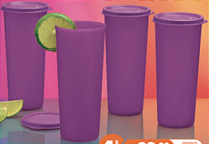 Kit 4 Unid. Copo com Tampa 470 ml Roxo