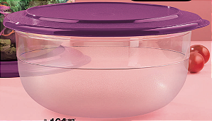Tigela Cristal Alta 2,1 Litros Transparente com Tampa Roxa
