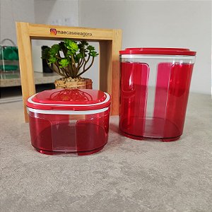 Kit 2 Peças Pote Visual Vermelho