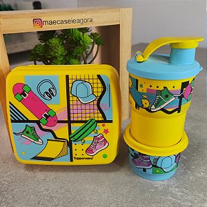 Kit 3 Peças Skate - Porta Sanduíche + Copo + Potinho