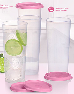 Kit 4 Unid. Copo 470 ml Tampa Rosa