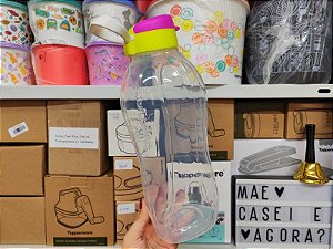 Eco Tupper Plus 2 Litros Transparente e Tampa Amarela e Rosa