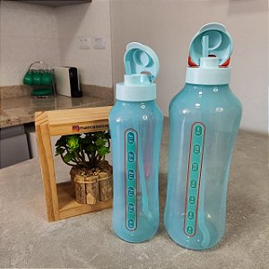 Kit 2 Peças Garrafa Aquavibe com Canudo Flexível Aquamarine