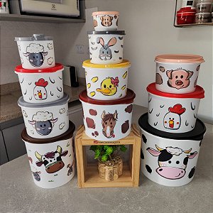 Kit 11 Peças Tupper Caixa Linha Fazendinha