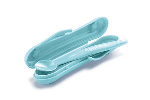 Colher Infantil com Estojo Azul Claro