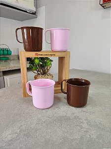 Kit 4 Unid. Caneca 350 ml Rosa e Chocolate