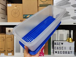 Super Caixa 4,3 Litros Transparente Tampa Azul