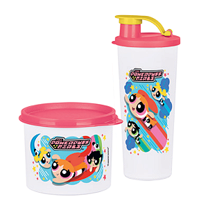 Kit 2 Peças Powerpuff Gilrs (Meninas Superpoderosas) - Copo e Redondinha