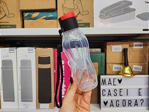 Eco Tupper Plus 310 ml Transparente com Tampa Preta e Vermelha