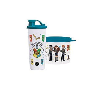 Kit 2 Peças HP Casas de Hogwarts - Copo e Redondinha