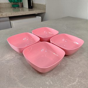 Kit 4 Unid. Tigelinha Quadrada 300 ml Rosa Quartzo