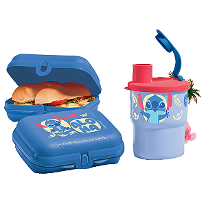 Kit 2 Peças Stitch Ohana - Copo e Tupper Snack