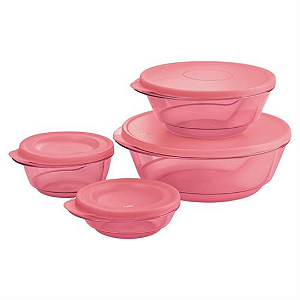 Kit 4 Peças Tigela Design Rosa Quartzo