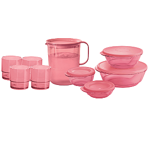Kit 9 Peças Servir Rosa Quartzo