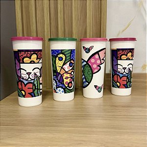 Kit 4 Unid. Copo 470 ml com Tampa Romero Brito
