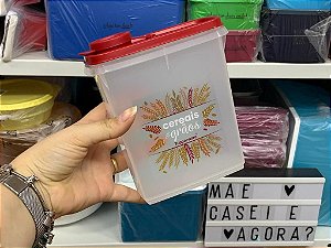 Porta Grãos e Cereais 750ml Tampa Vermelha