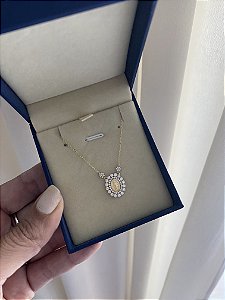 New! Colar Medalha Milagrosa Moissanite - 1,4cm