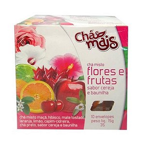 Chá de Flores e Frutas com Cereja e Framboesa CHÁ MAIS 10 Sachês