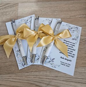 CANETA DE METAL BRANCA COM GLITER E CARD (PEDIDO MINIMO DE 20 UNIDADES)