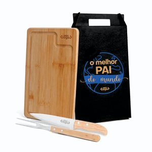 LINHA LUXO - KIT DE TABUA COM FACA E GARFO PARA CHURRASCO (PEDIDO MINIMO DE 20 UNIDADES)