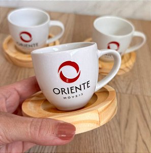 XICARA DE CAFÉ COM PIRES DE MADEIRA PINOS 95ML (KIT COM 6 JOGOS)