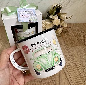 CANECA EM INOX ESMALTADA COM BORDA (PEDIDO MINIMO DE 20 UNIDADES)