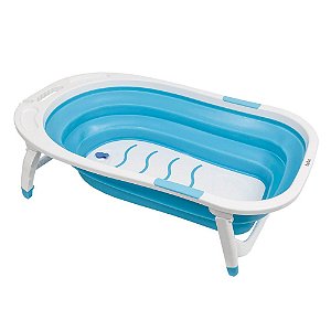 Banheira Portátil Dobrável Flexível Azul - Buba