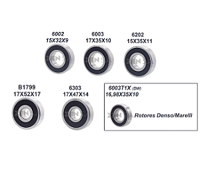 Kit 6 Rolamentos Alternador 6002 6003 6202 6303 6003t1x B1799