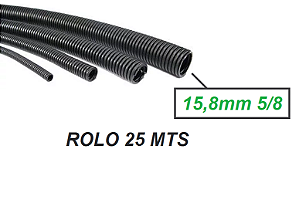 GC958RL25M Espaguete Corrugado Anti Chama 5/8 15,8mm ROLO 25 MTS